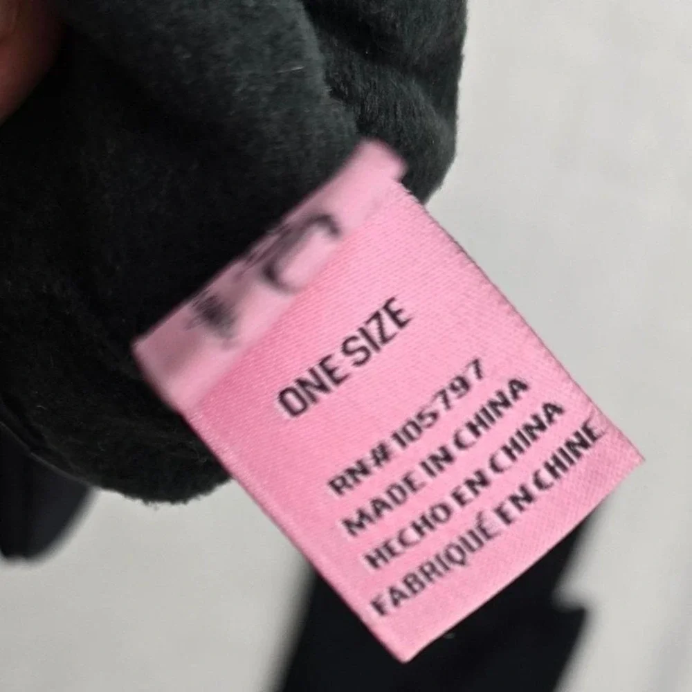 Juicy Couture Womens Black Monogram Crown Heart Faux Leather‎ Gloves One Size